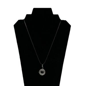 Black and silver eye pendant on black leather cord #goth #alternative #punk